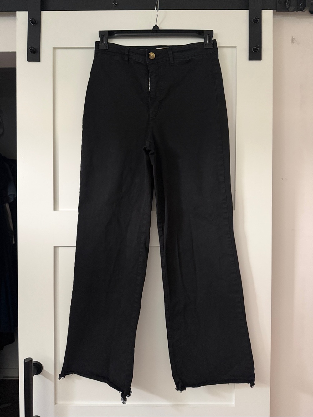 Marine Layer Black Boot-Cut Wide-Leg Jeans size 10